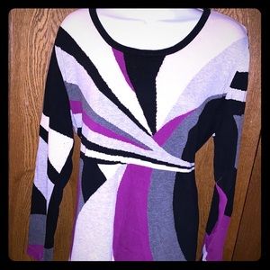 Multicolor sweater - purple, white, gray, black